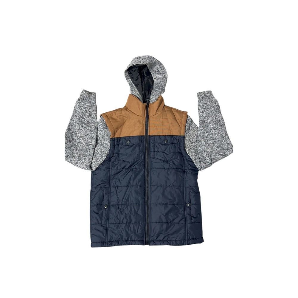 Distortion Quilted Vest Hoodie‎ Combo Navy Tan Mens Size S